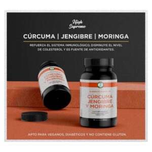 CAPSULAS DE CURCUMA, JENGIBRE Y MORINGA CON 90 CAPS