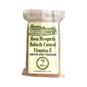JABON BOOM ESPONJA DE GLICERINA, ROSA MOSQUETA, BABA DE CARACOL Y VIT. E 1 PZ ATHENEA