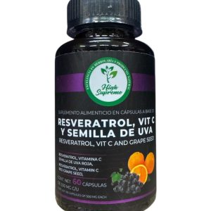CAPSULAS RESVERATROL, VITAMINA C Y SEMILLA UVA C/60